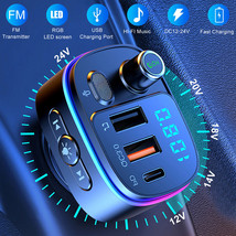 Car Bluetooth Adapter FM Transmitter Receiver Radio MP3 Wireless PD USB ... - £23.97 GBP