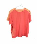 Lands&#39; End Women&#39;s Size Large Two-Tone Orange Color w/Flowers SS Athleti... - $12.07 CAD