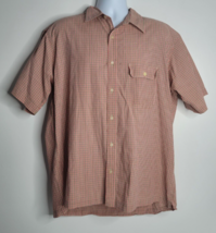 J CREW Mens Large L Button Down Plaid Cotton Long Sleeve Red Brown White... - £13.38 GBP