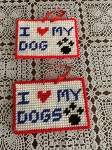 Handmade Needlepoint Sign I Love My DOG DOGS Canine Lover Gift Item Brand New - £8.69 GBP