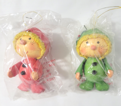 2 Vtg Russ Paper Mache Elves Chubby Freckled Red + Green Elf Christmas O... - $531.92 MXN