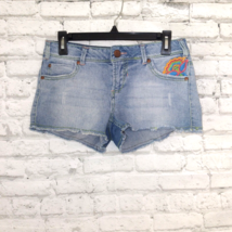 Fire Los Angeles Shorts Womens Juniors 5 Blue Light Wash Embroidered Boho - $15.98