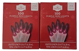 Holiday Time 100-Count Purple Incandescent Mini Christmas Lights White W... - $24.71