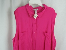 Ambiance Apparel 3X pink sleeveless rayon front tank top blouse NEEDS steaming - £10.50 GBP