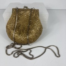 Vintage La Regale Fully Beaded Frame Purse Goldtone With Chain Shoulder Strap - £23.39 GBP