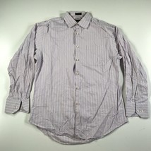 Neiman Marcus Shirt Mens 16 32/33 Pink White Striped Long Sleeve Button Down - £15.68 GBP