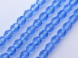 25 6mm Czech Firepolish Beads -- Light Sapphire - $1.48