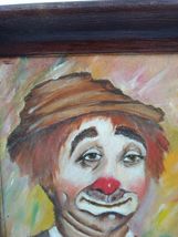 Clown Emmett Kelly Painting on Board Artist Signed 15-3/4x19-3/4 1963 Framed image 3