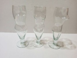 3 Vintage Hand Blown Naked Lady Cocktail Glasses Flutes Barware Home Decor 8&#39;&#39;  - £37.09 GBP