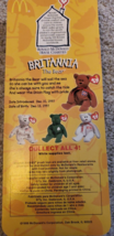 Ty B EAN Ie Baby ~ Britannia The Bear~Teenie Beanie~5.5&quot; 1999 Mc Donald&#39;s Mint+Tags - £3.17 GBP