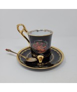 ONE Bradford Editions Russian Legends Gilded Black Teacup Saucer &amp; Spoon... - £23.98 GBP