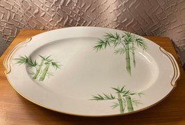 Vintage Noritake Green Bamboo Toki Kaisha #1538G Large Oval Platter - £31.03 GBP