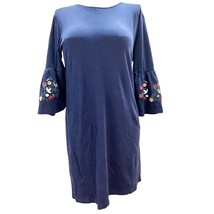 Basic Editions Womens XL Blue Cotton Dress Floral Sleeves - £11.62 GBP