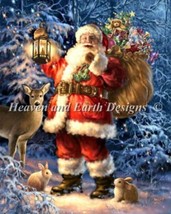 WOODLAND SANTA with 75pcs of DMC Threads - My Christmas and Santa Collec... - $49.49