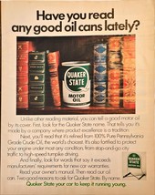 Quaker State Oil Read any good oil cans lately? -1972 Vintage Print Ad - $9.74