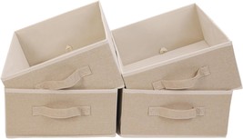 Fabric Storage Bins Set Of 4 Rectangle Storage Baskets With Handle, Low-Beige - £27.01 GBP