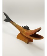 Vintage Large Bovine Horn Large Fish Sculpture, Hand Carved Fish Figure - $48.63