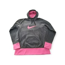 Nike Hoodie Women Extra Large Gray Pink Check Swoosh Pullover Sweater Therma Fit - £18.66 GBP