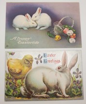 Easter Greetings Happy Eastertide Vintage Postcard Lot Rabbits Bunny &amp; Chick - £15.61 GBP