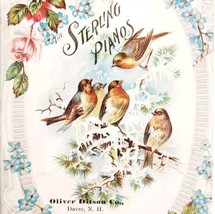 C1890s Victorian Trade Card Sterling Pianos Oliver Ditson Birds Ephemera... - $29.99