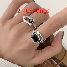 Ot sale 925 stamp 2 pcs rings set ins fashion creative geometric birthday party jewelry thumb200