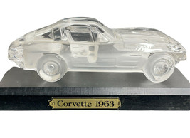 Vintage Glass Model Of 1963 Chevy Corvette Split Window Coupe On Wood Stand - £11.78 GBP