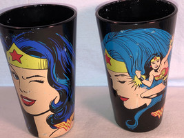 2 Toonlabsink Wonder Woman 5.75 Inch Blue Glass Tumblers - £11.93 GBP