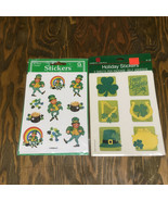 Vintage sealed Saint Patrick&#39;s day stickers shamrock leprechaun pot of gold - $27.15 CAD