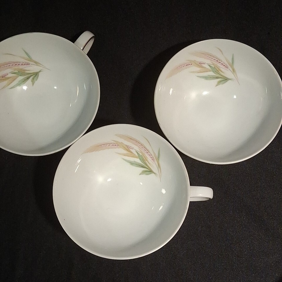 Vintage SET OF 3 Treasure Chest Tea/coffee Cups Wheat Gold Trim BavariaGermany Item image 4