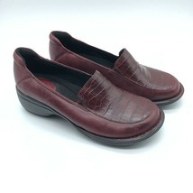 Clarks Artisan Womens Loafer Shoes Red Leather Slip On Crocodile Embosse... - $28.91