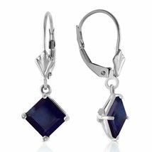 2.9 Carat 14K White Gold Leverback Earrings Natural Sapphire Certified Genuine - £342.09 GBP