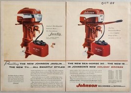 1955 Print Ad Johnson Javelin &amp; Sea-Horse Outboard Motors Mile Master Gas Tanks - £19.72 GBP