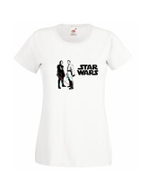 Womens Star Wars T-Shirt; Obi Wan Kenobi & Anakin Skywalker with saber Tshirt - £19.56 GBP