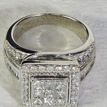 10K White Gold Women Side Stone Halo Diamond Engagement Ring 2TW Size 7 - £1,051.12 GBP
