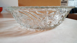 Vintage Anchor Hocking Stars &amp; Bars (Thousand Lines) Glass Bowl, Scalloped Glass - £22.82 GBP