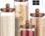 Glass Storage Jars Set of 4, Clear Food Storage Containers with Wooden L... - $51.87