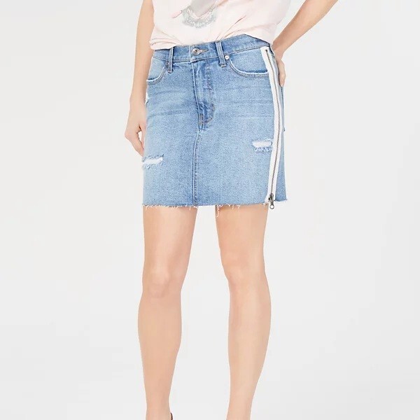 Kendall + Kylie Womens 27 Light Blue Wash Denim Mini Skirt NWT CK33 - $24.49