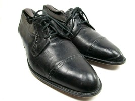 Florsheim Ravello Black Perforated Cap Toe Leather Lace Up Mens US Size 10 Italy - £55.15 GBP