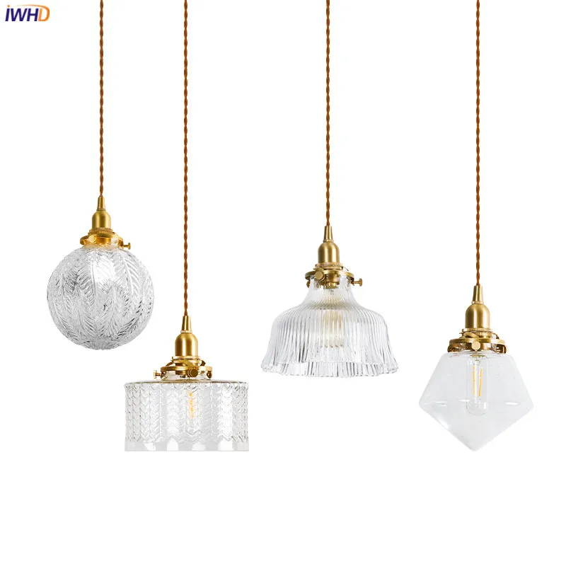 IWHD Clear Glass LED Pendant Light Fixtures Home Indoor Decor Bedroom Li... - £52.69 GBP+