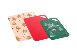 Holiday Time 3 Piece Flexible Cutting Board Christmas Mats Red Pink Gree... - €11,82 EUR