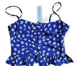 Topshop NEW Size US 6 Ruched Peplum Camisole Royal Blue Daisy Floral Cam... - £11.55 GBP
