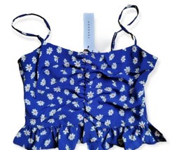 Topshop NEW Size US 6 Ruched Peplum Camisole Royal Blue Daisy Floral Cam... - $20.26 CAD