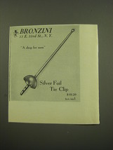 1949 Bronzini Silver Foil Tie Clip Ad - A Shop for Men - £14.78 GBP