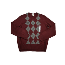 Dockers Sweater Men Small Mahogany Maroon Argyle Long Sleeve V-Neck Casu... - £13.25 GBP