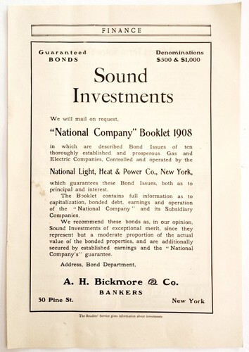 Bickmore Bankers National Light Heat Power 1908 Advertisement Money DWNN25 Item image 2