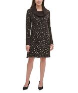 Tommy Hilfiger Cowlneck Leopard-Print Sweater Dress - Size Large New - €27,43 EUR