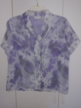 Alfred Dunner Ladies Ss PURPLE/GRAY SEMI-SHEER/LINED Button TOP-16P-NWOT-NICE - £8.87 GBP