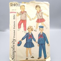 Vintage Sewing PATTERN Simplicity 2402, Childs Unisex 1950s Sailor Outfi... - £19.76 GBP