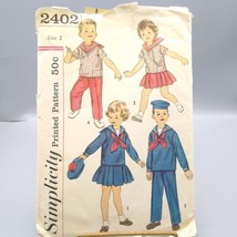 Vintage Sewing PATTERN Simplicity 2402, Childs Unisex 1950s Sailor Outfit, Child - £19.87 GBP