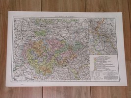 1896 Original Antique Map Thuringian States Thuringia Erfurt Thüringen Germany - £12.23 GBP